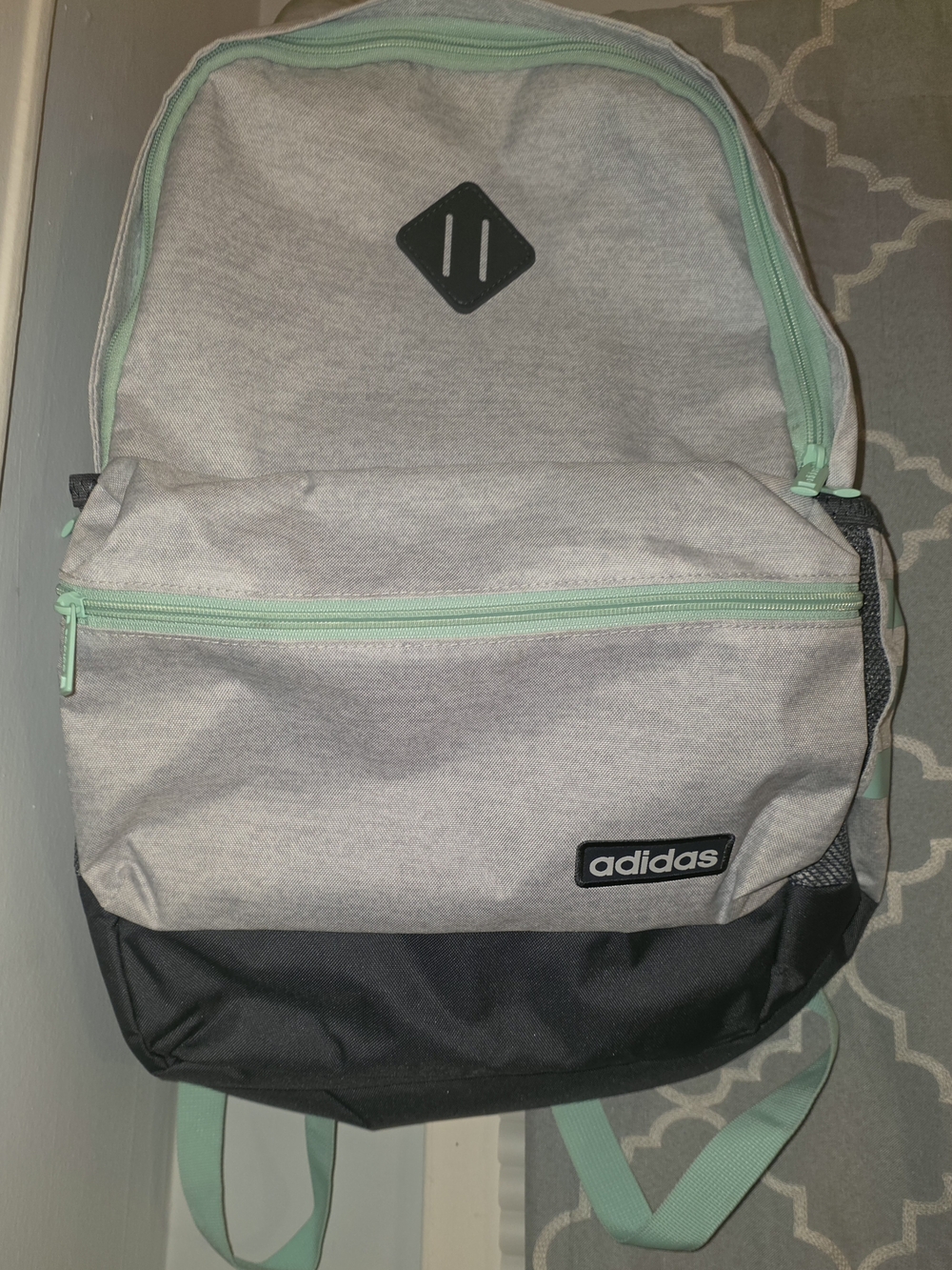 Adidas Backpack Gray Light Blue / Green 19" X 12" Laptop Storage